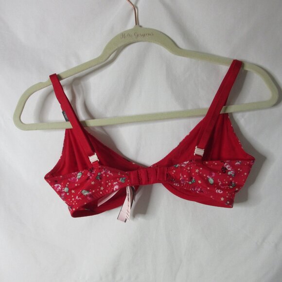 Victoria's Secret Bra Red Floral Demi Unlined Underwire Convertible Size 34D NWT - Picture 6 of 12